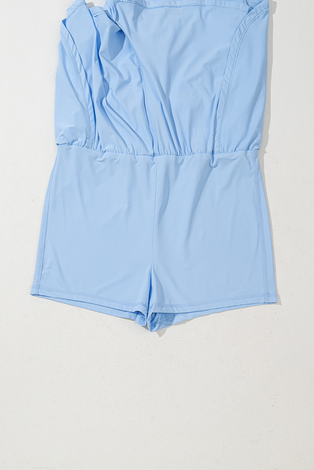 Black Plain Sleeveless Loop Drawstring Cinched Waist Romper - loveforevers