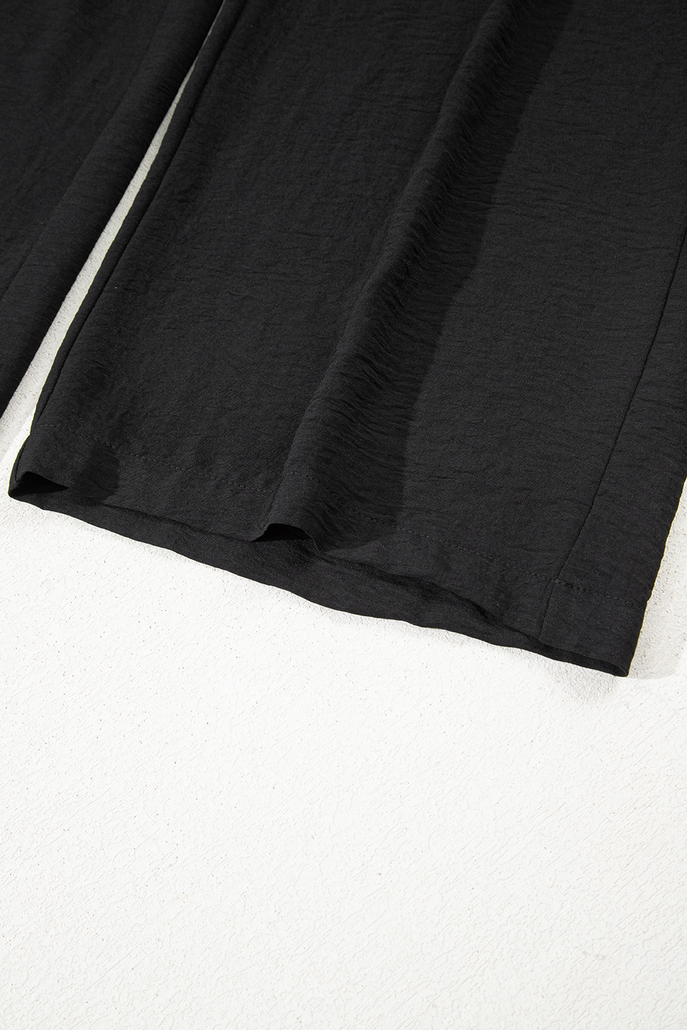 Black Drawstring Frilled Elastic Waistband Wide Leg Utility Trousers - loveforevers