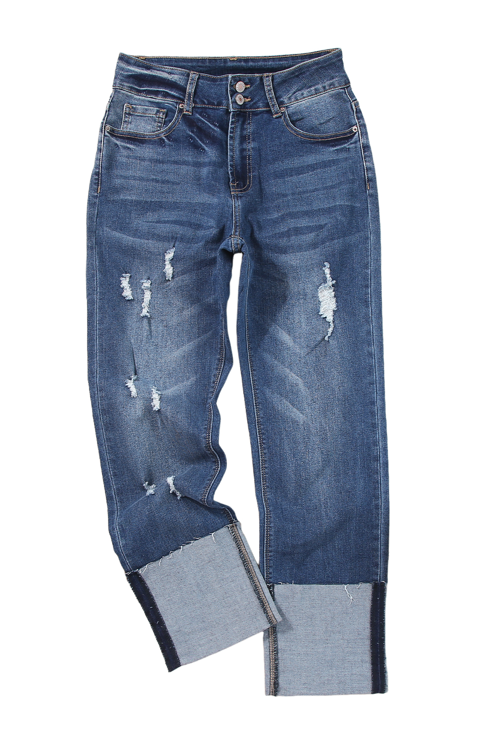 High Waist Distressed Straight Leg Jeans - loveforevers