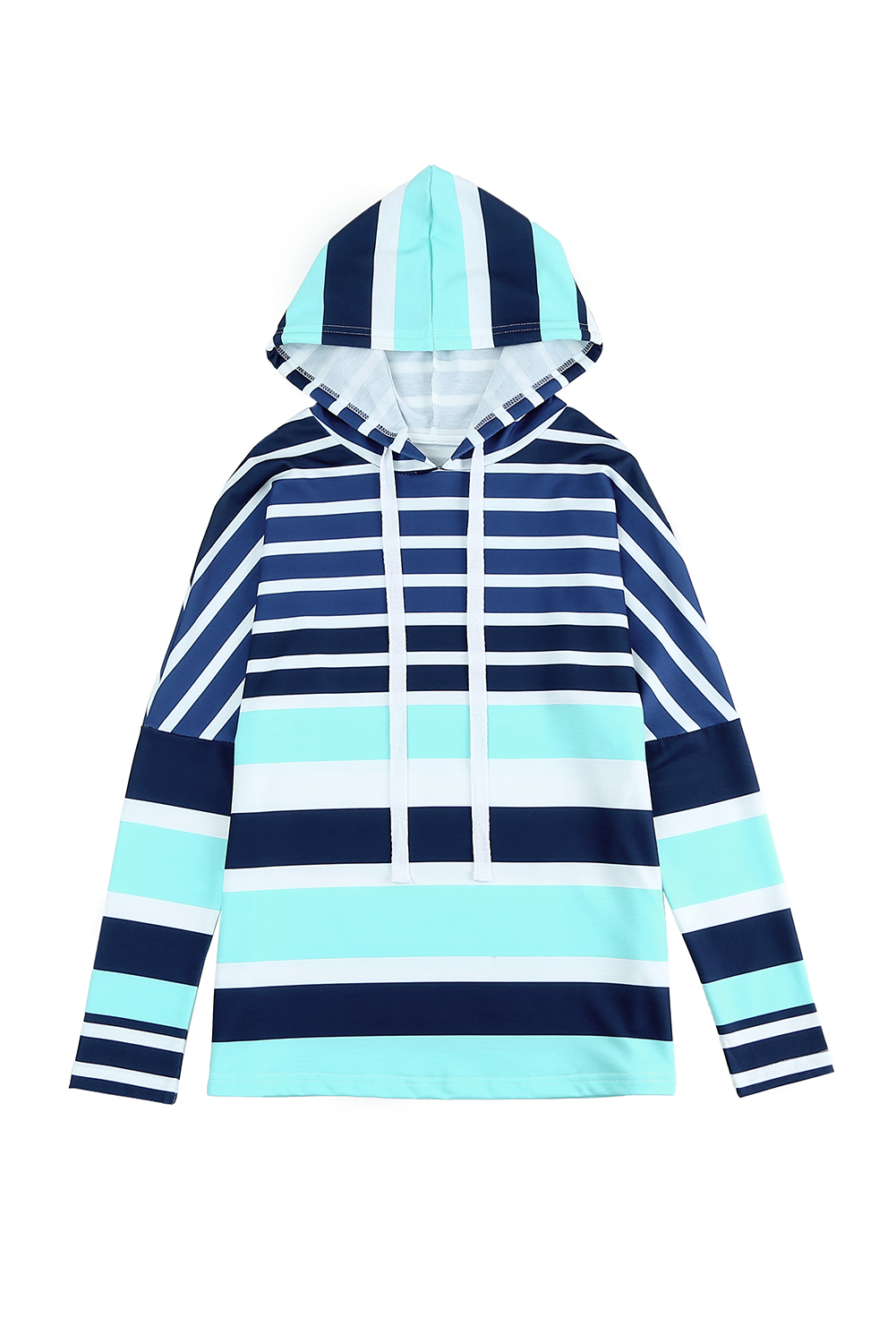 Multi Striped Drawstring Long Sleeve Hoodie - loveforevers