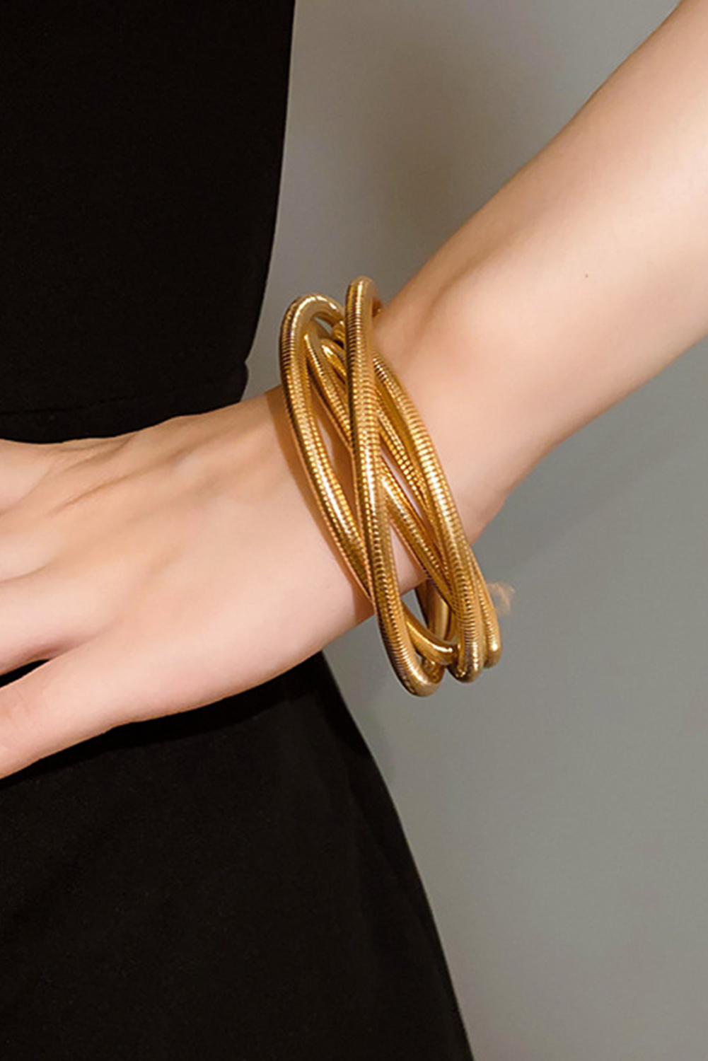 Gold Twist Stacked Exaggerated Alloy Bracelet - loveforevers