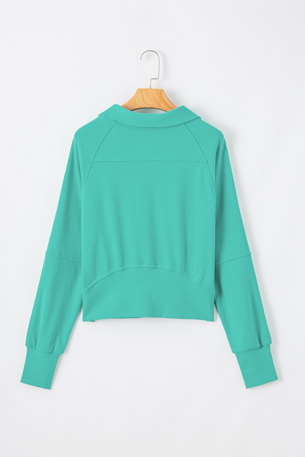 Aruba Blue Quarter Zip Stand Neck Kangaroo Pocket Sweatshirt - loveforevers