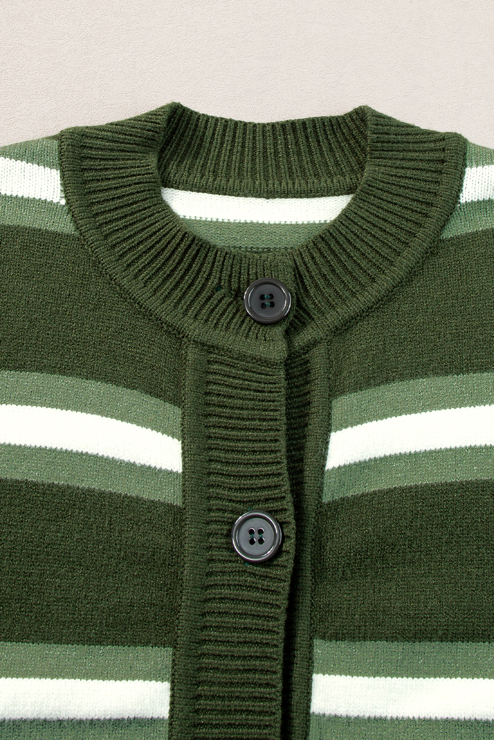Green Stripe Drop Shoulder Buttons Cardigan Sweater - loveforevers
