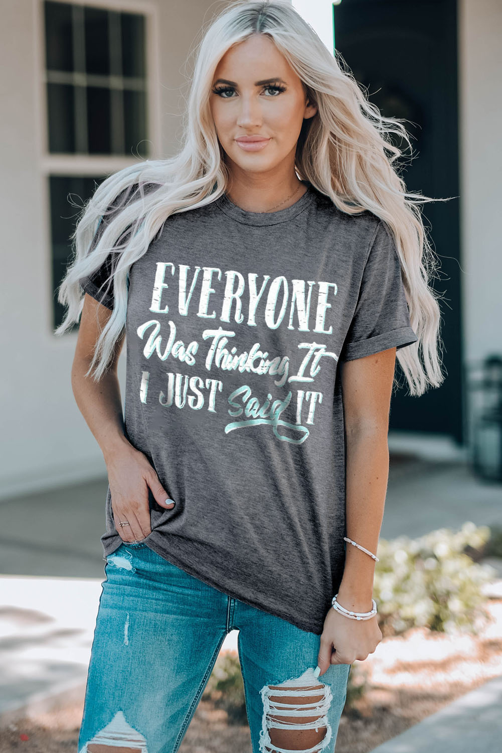 White American Woman Bull Skull Graphic T Shirt - loveforevers