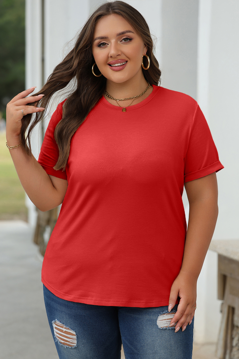 Khaki Casual Plain Crew Neck Tee - loveforevers