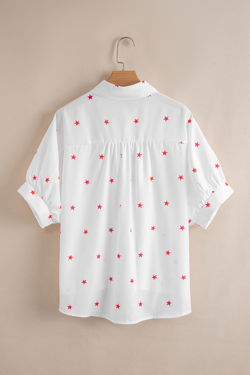 White Little Stars Printed Loose Half Sleeve Loose Shirt - loveforevers