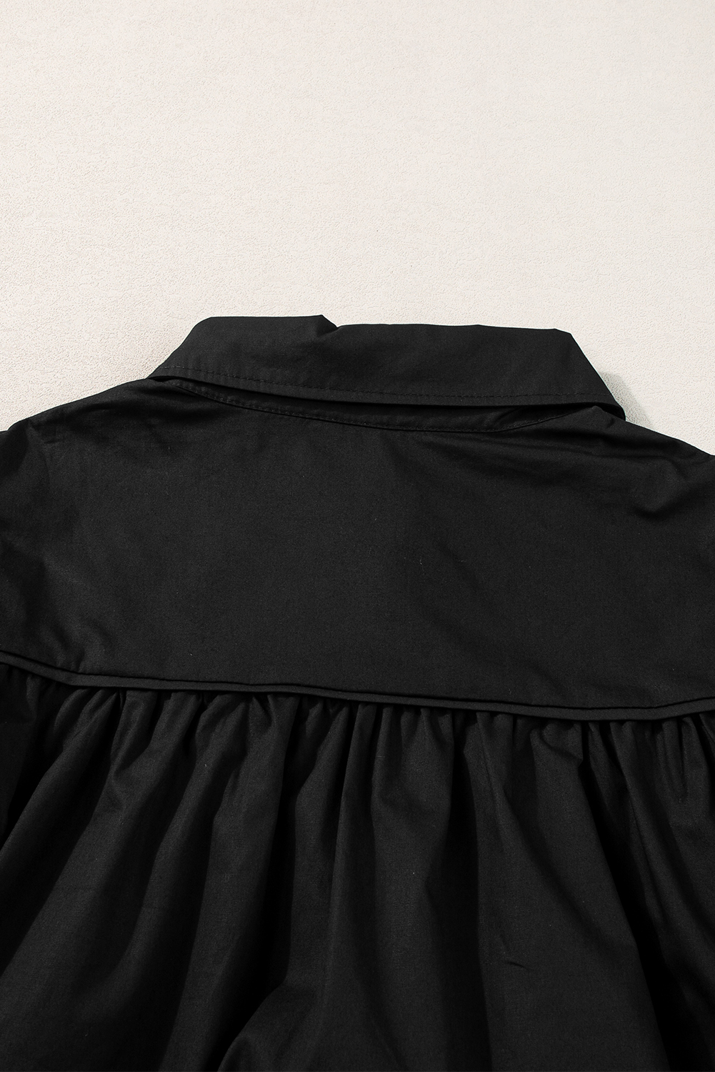 Black Crisp Puff Sleeve Loose Shirt - loveforevers