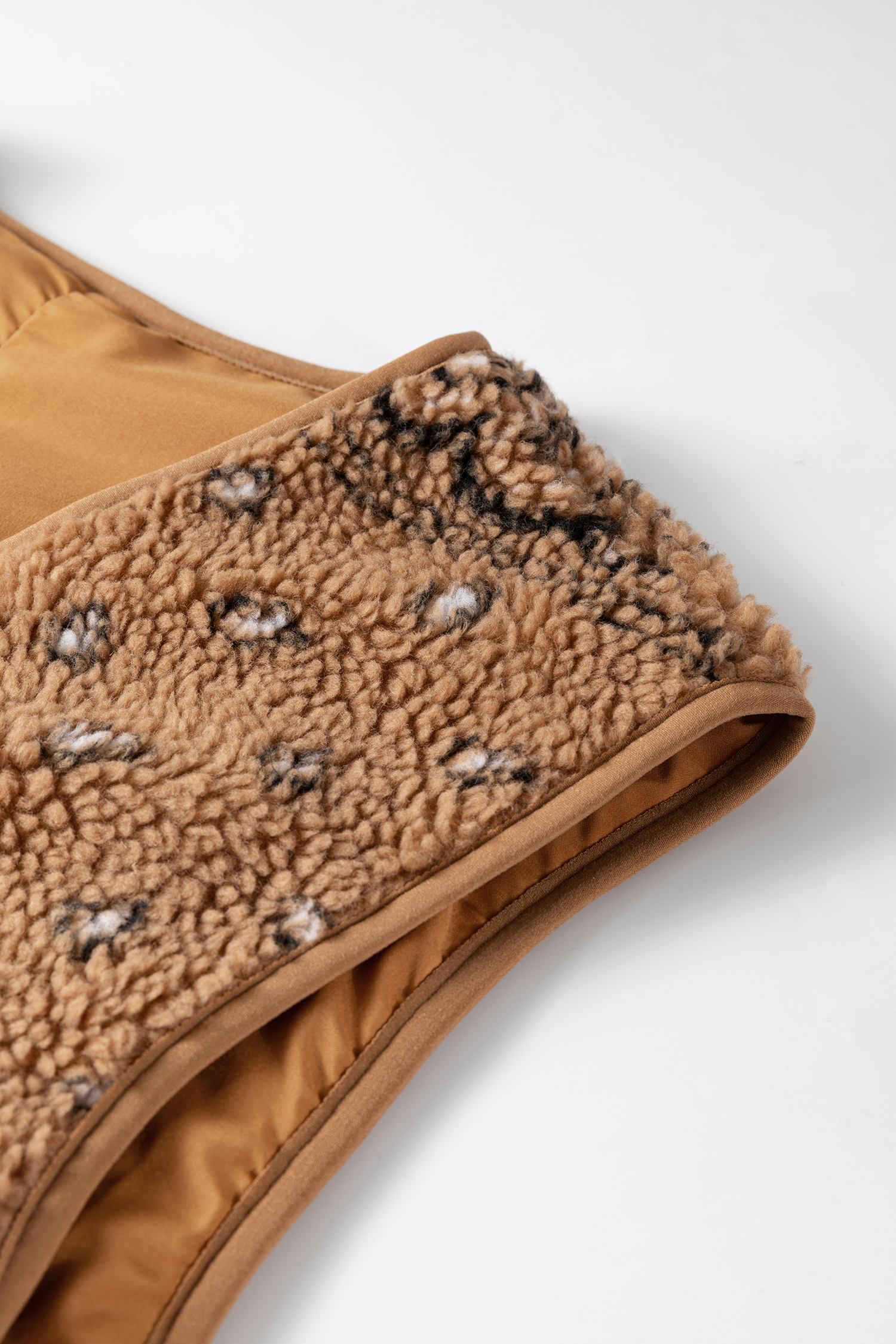 Brown Sherpa Paisley Print Pocketed Western Fashion Vest Jacket - loveforevers