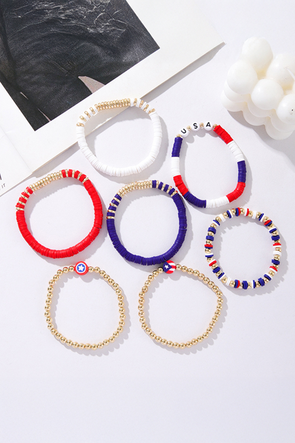 Gold USA Multi Beading Layered Bracelet - loveforevers