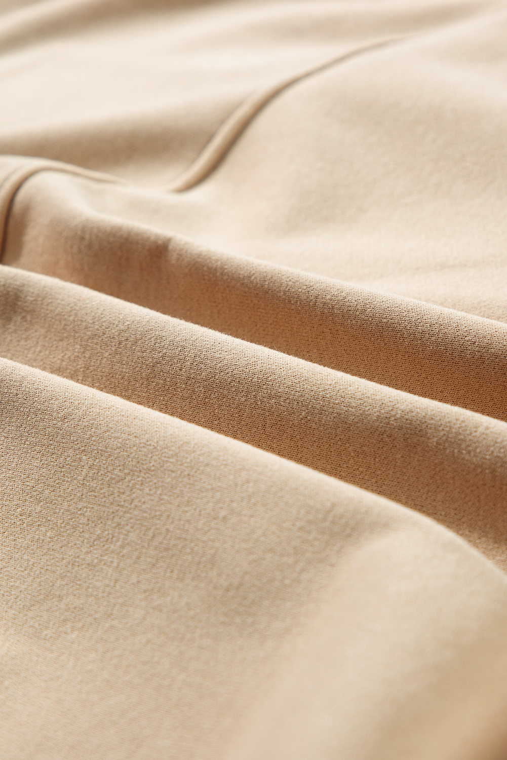Apricot Solid Seamed Zipper Jacket and Drawstring Waist Pants Set - loveforevers