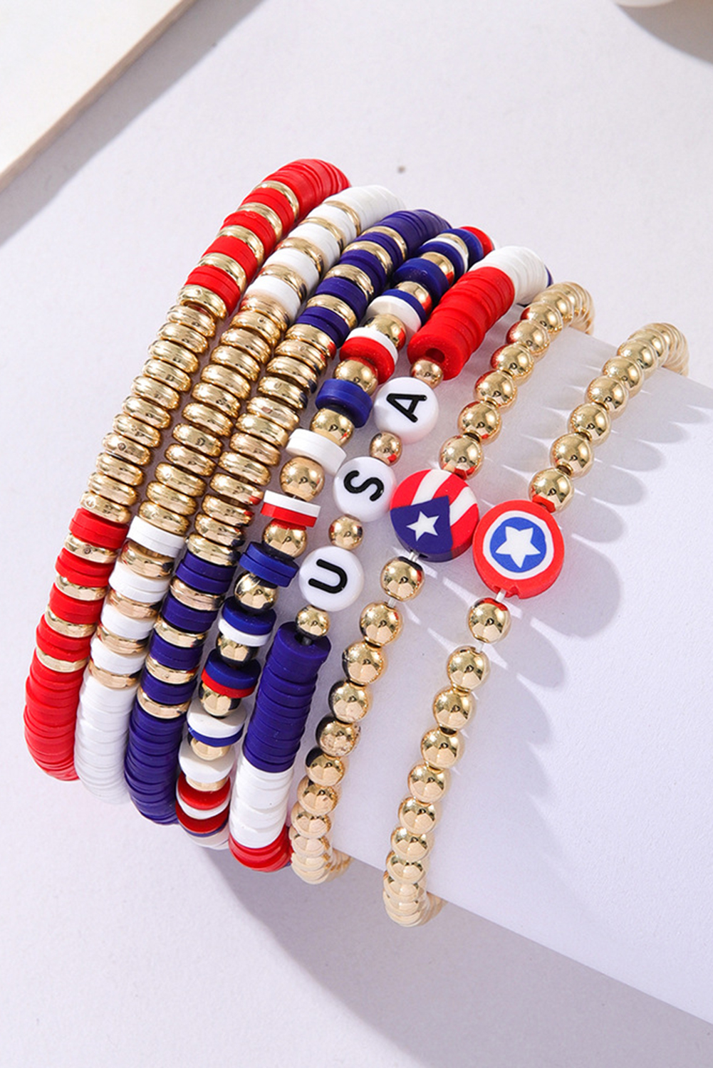 Gold USA Multi Beading Layered Bracelet - loveforevers