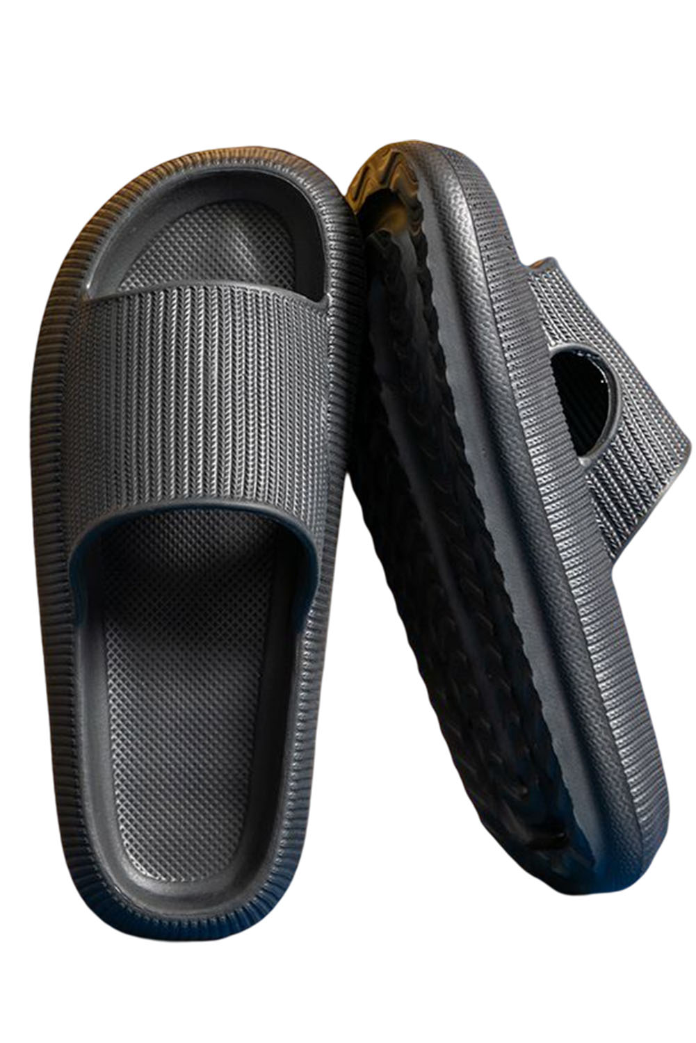 Black Hollow-out Thick Soled Slip On Slippers - loveforevers