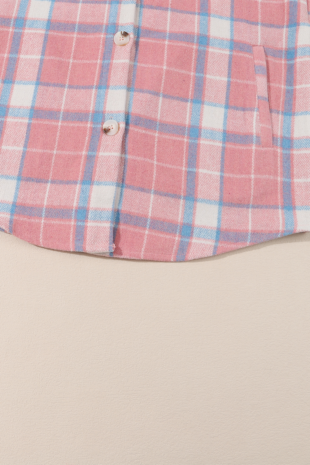Pink Plaid Flap Pocket Flannel Shacket - loveforevers