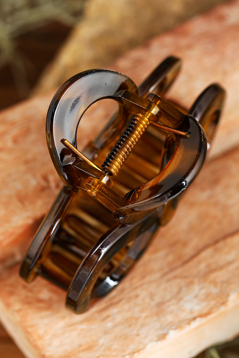 Chestnut Leopard Print Hollow Out Hair Claw Clip - loveforevers
