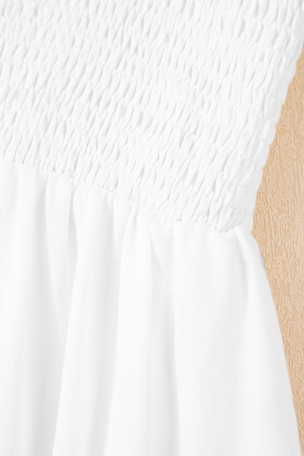 White Customizable Knot Straps Smocked Bodice Tiered Blank Maxi Dress - loveforevers