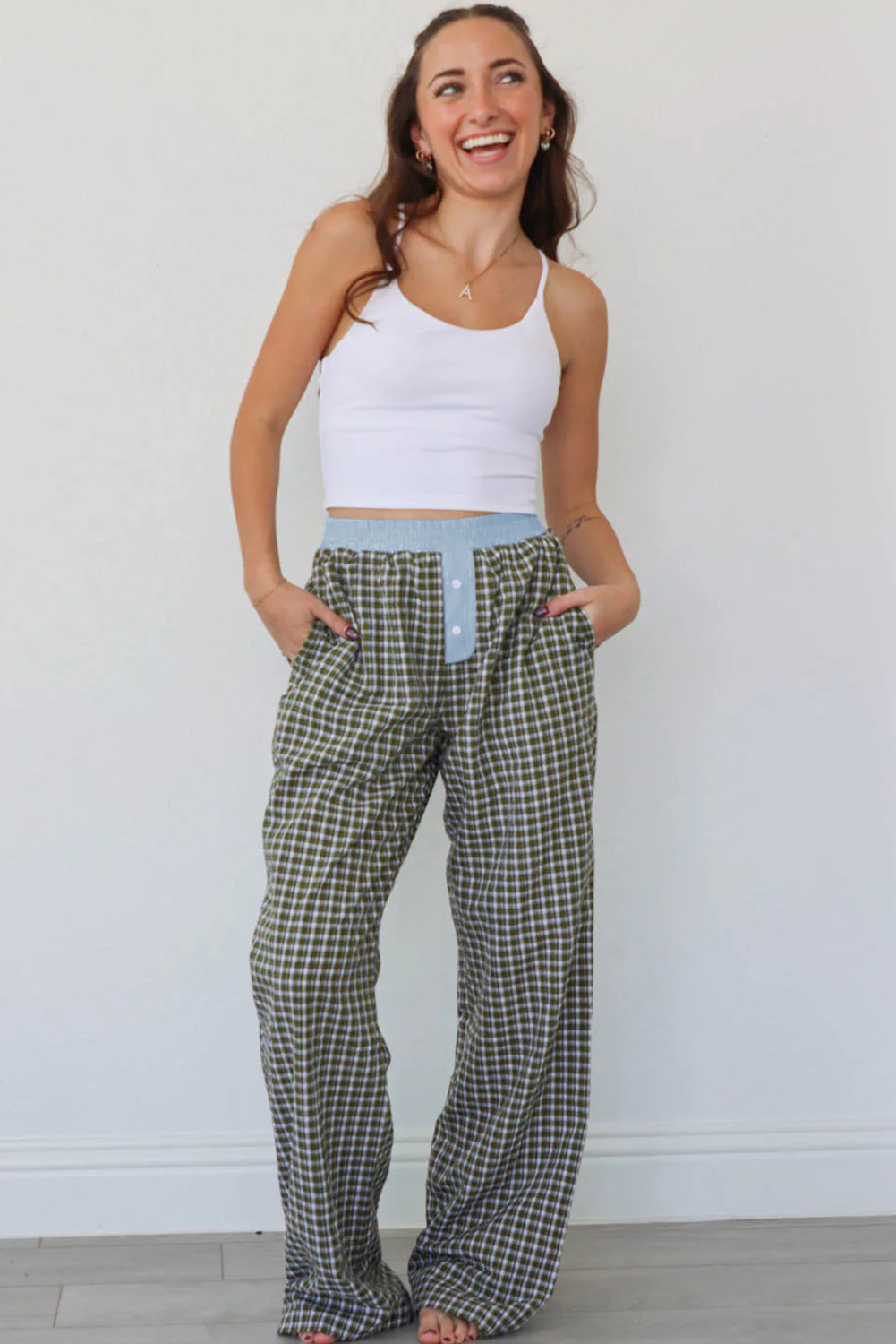 Brown Preppy Gingham Boxer Pants - loveforevers