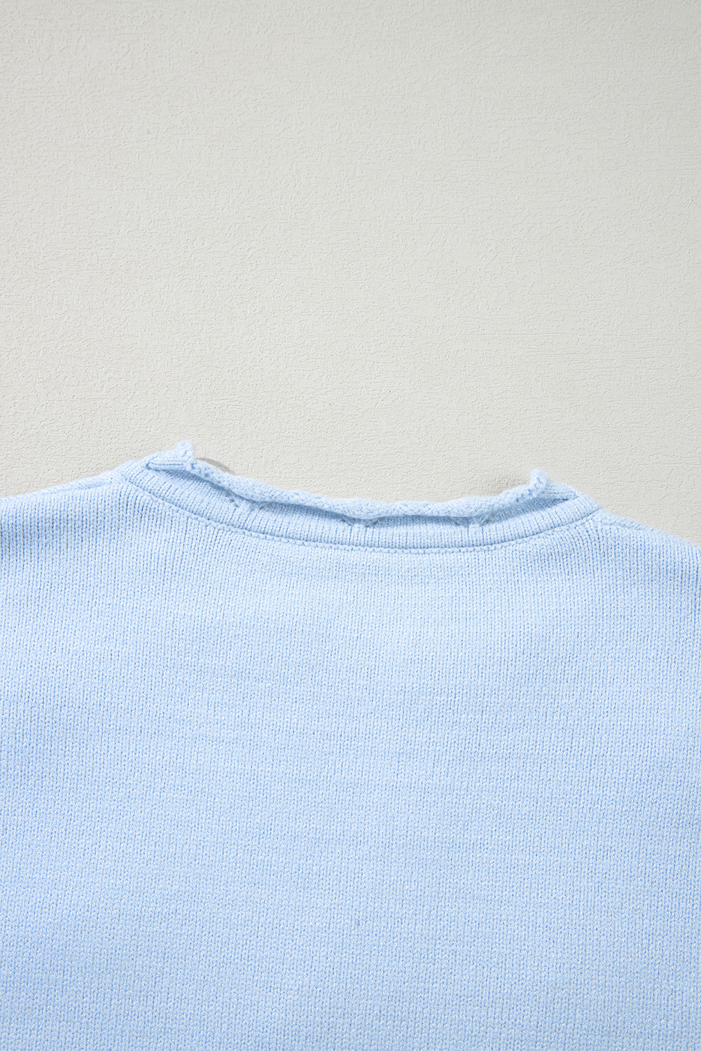 Beau Blue Flower Detail Knitted Notched Neck Sweater - loveforevers