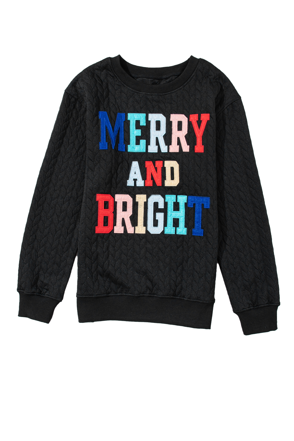 White LOVE Chenille Embroidered Cable Knit Pullover Sweatshirt - loveforevers