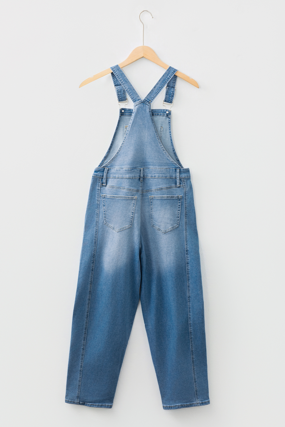 Dusk Blue Adjustable Buckle Barrel Denim Overalls - loveforevers