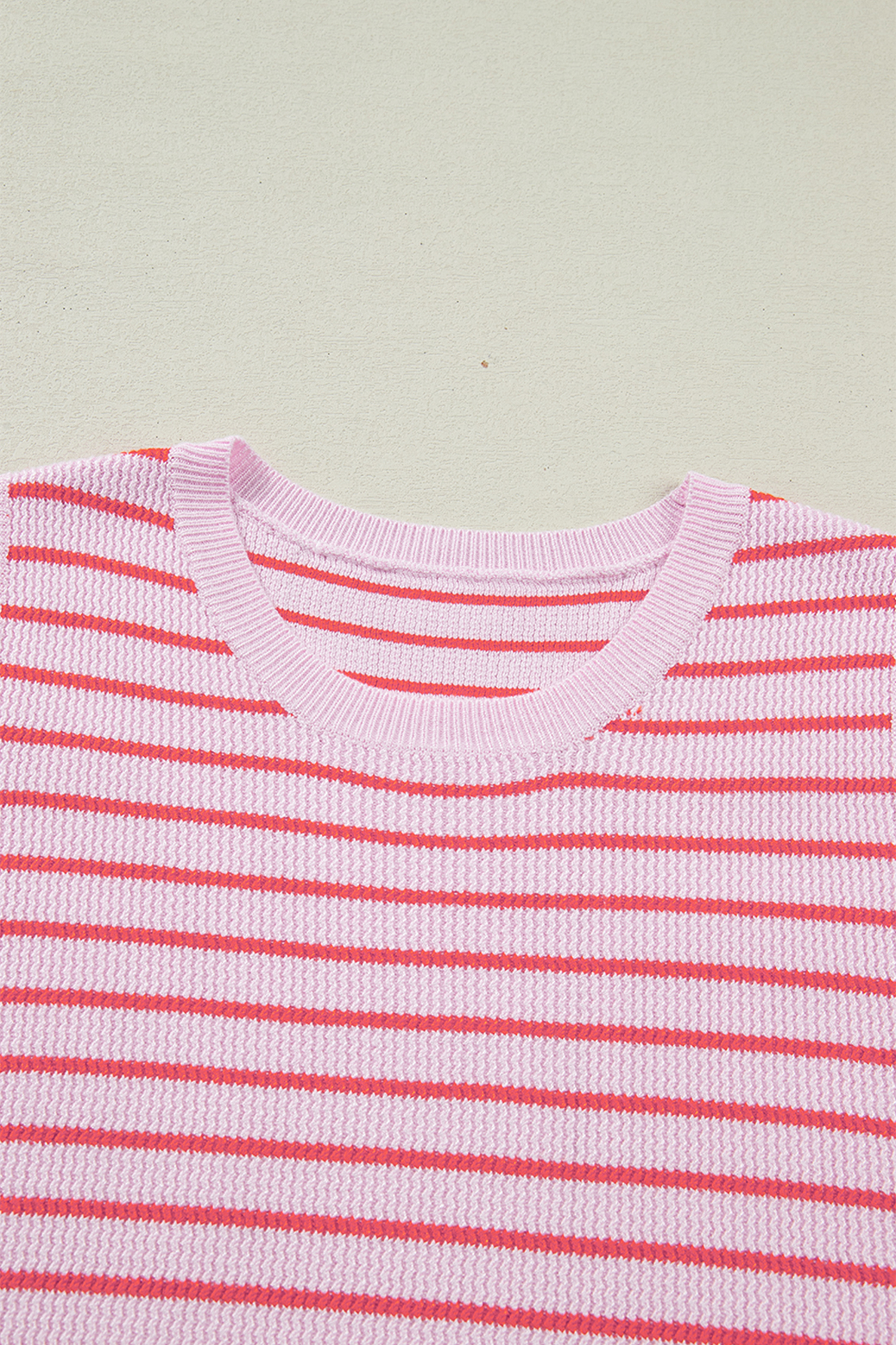 Pink Stripe Textured Knit Sleeveless Casual Sweater Top - loveforevers