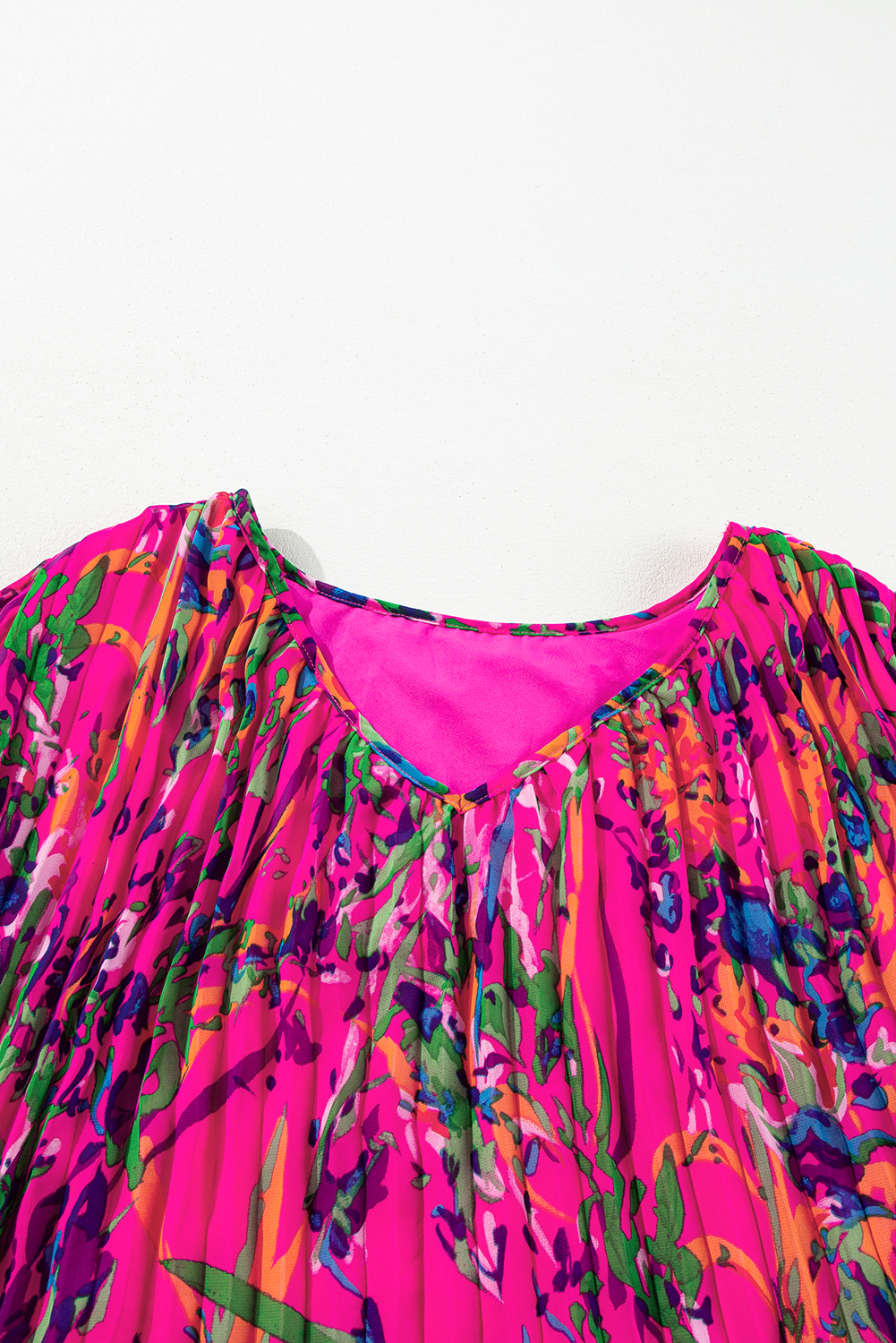 Rose Plus Size Abstract Floral Print Pleated Loose Dress - loveforevers