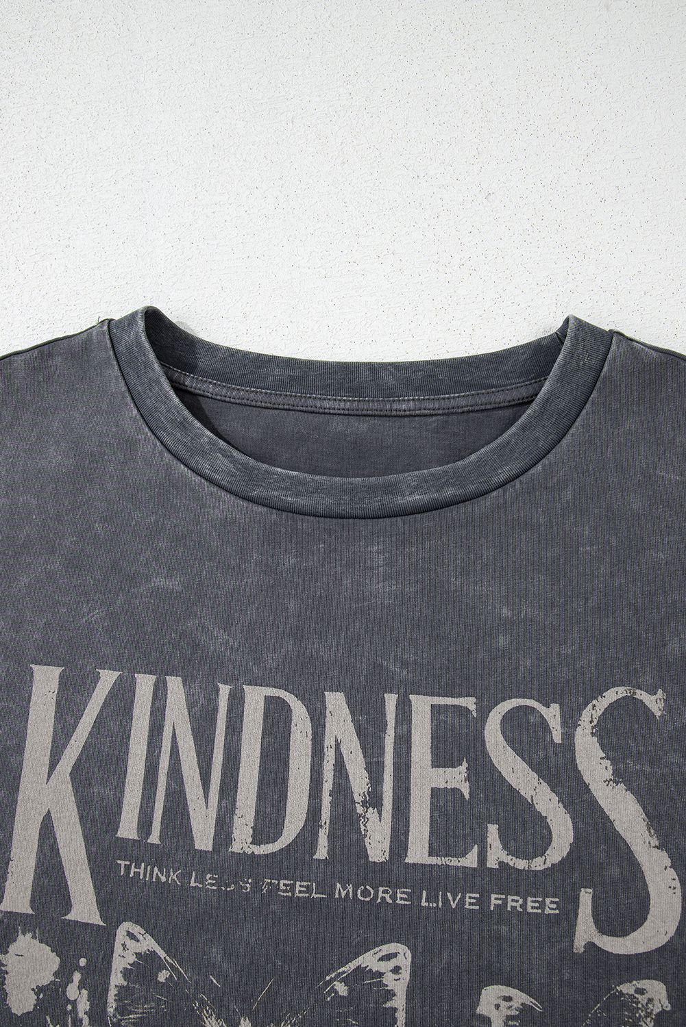 Dark Grey Kindness Butterflies Graphic Mineral Wash Loose Tee - loveforevers