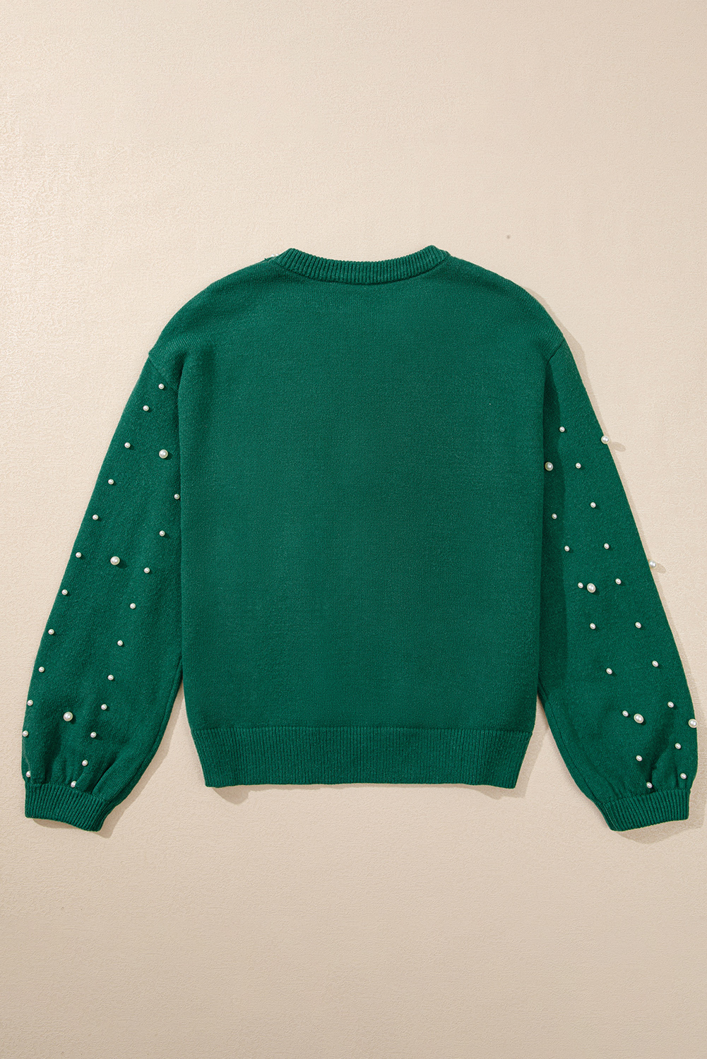 Evergreen Pearled Drop Shoulder Round Neck Sweater - loveforevers