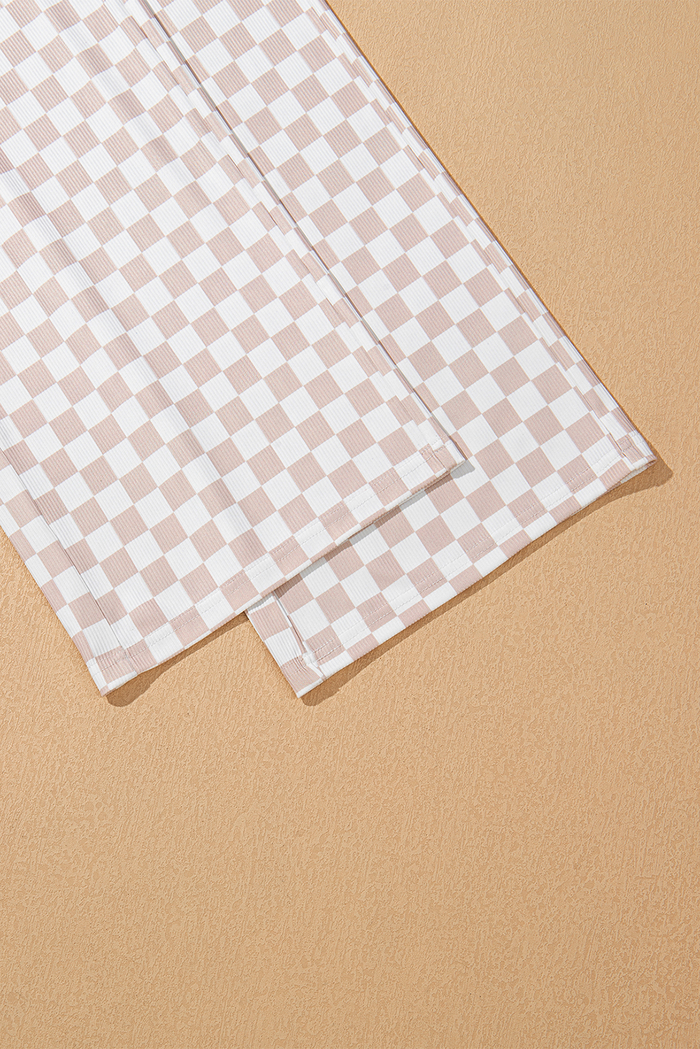 White Ribbed Texture Checkered Print 2pcs Tank and Pants Set - loveforevers