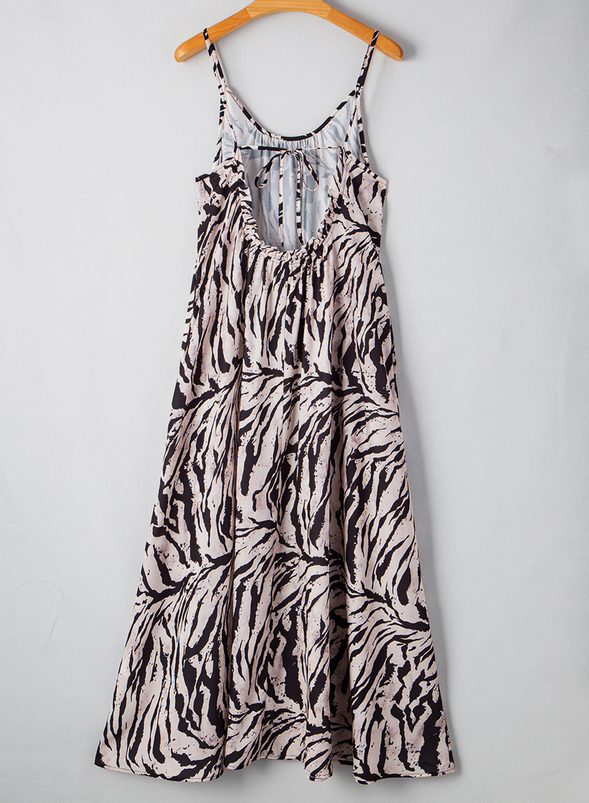 Black Abstract Print Open Back Boho Loose Maxi Sundress - loveforevers