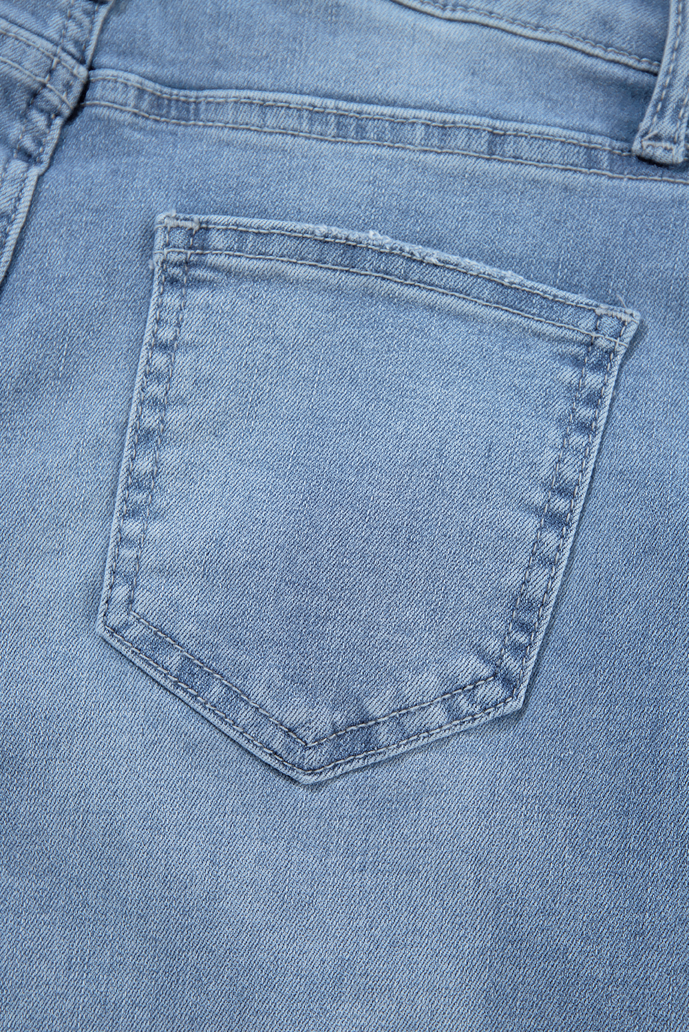 Dusk Blue High Rise Asymmetric Button Zip Fly Ripped Jeans - loveforevers