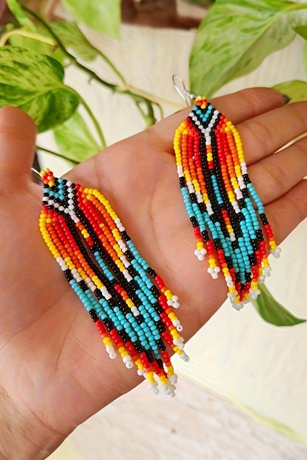 White Western Rice Bead Tassel Hook Earring - loveforevers