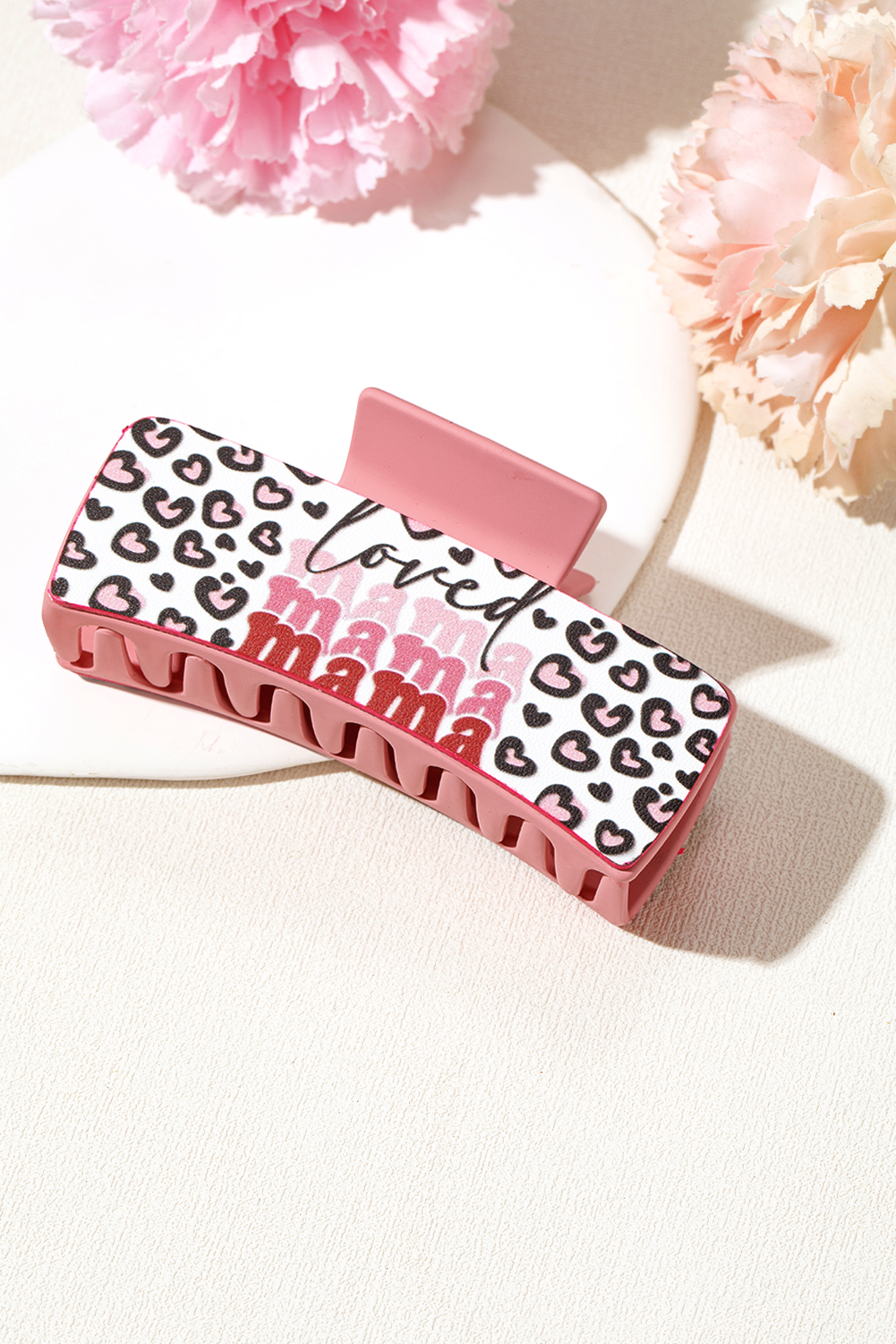 Sachet Pink Loved Mama Heart Print Large Hair Claw Clip - loveforevers