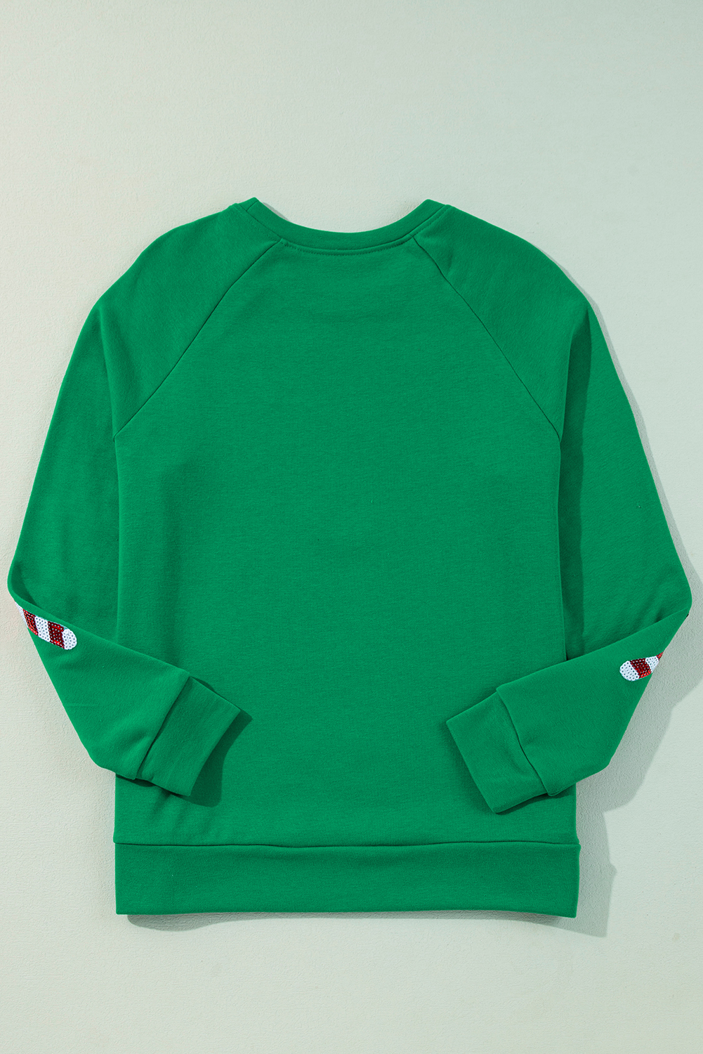 Green Sequin Christmas Candy Cane Graphic Crewneck Pullover Sweatshirt - loveforevers
