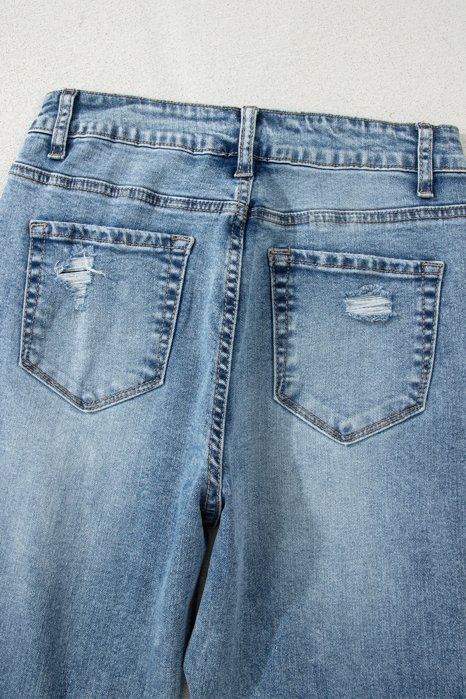 Myosotis Raw Hem Ripped Open Knee Fit Flare Jeans - loveforevers