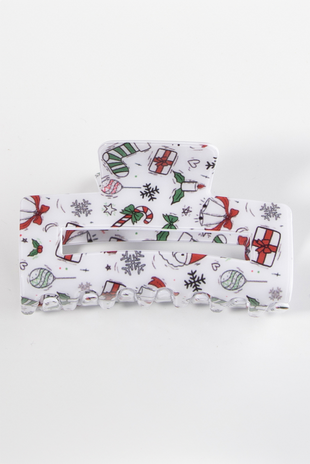 White Christmas Pattern Print Cut Out Hair Claw Clip - loveforevers
