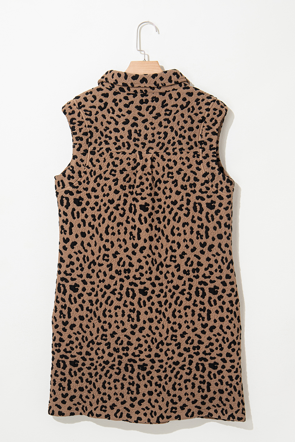 Khaki Leopard Print V Neck Sleeveless Collared Mini Dress - loveforevers