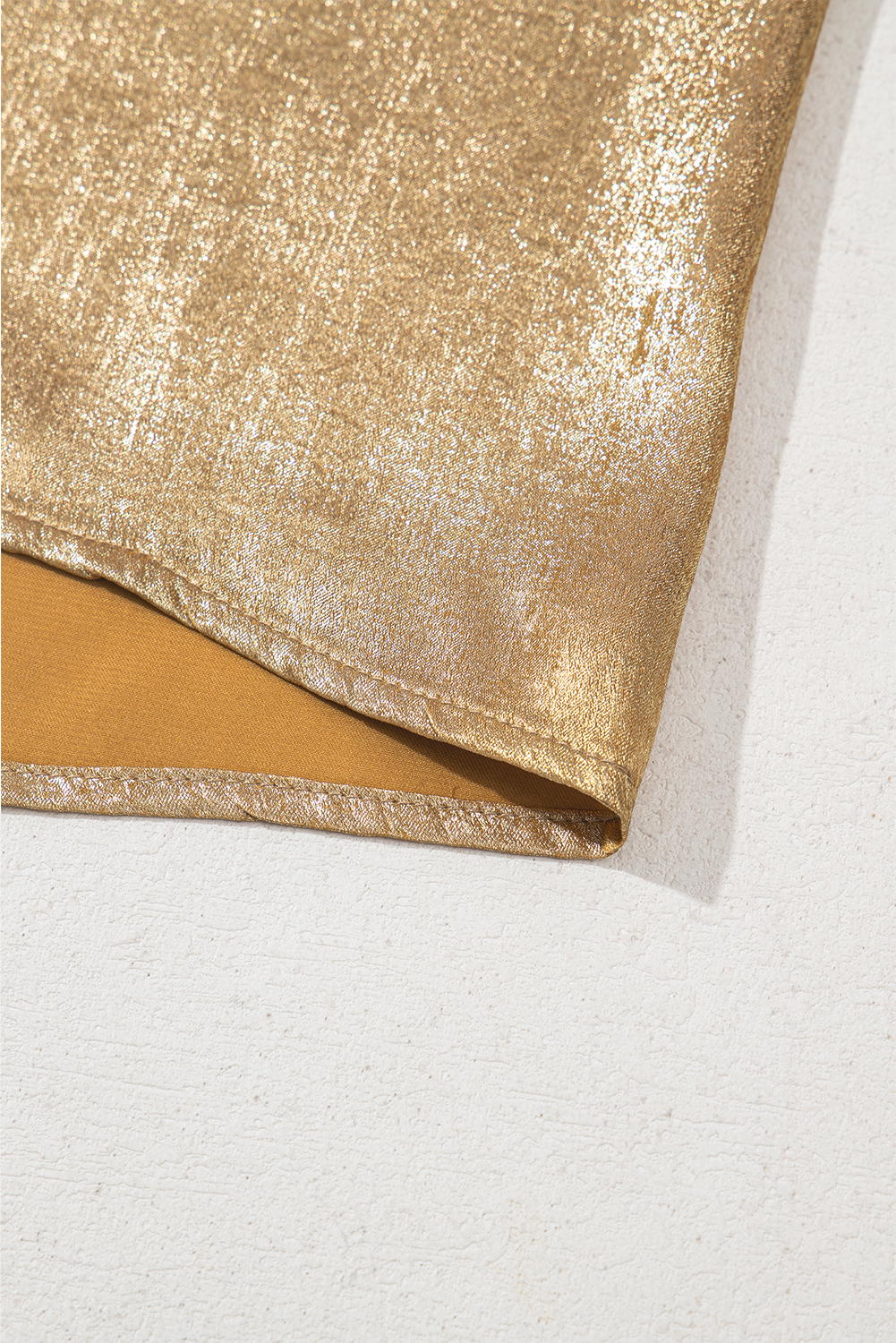 Gold Metal Textured Round Neck Casual Tank Top - loveforevers
