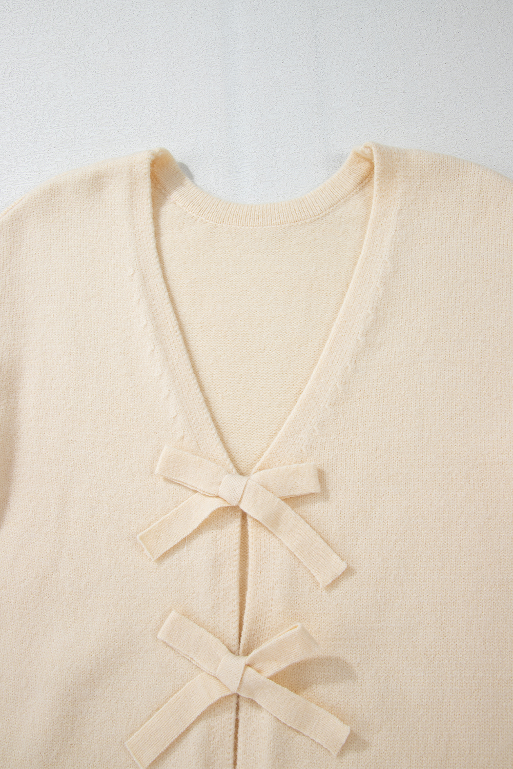 Jet Stream Bowknot Front Loose V Neck Knitted Cardigan - loveforevers