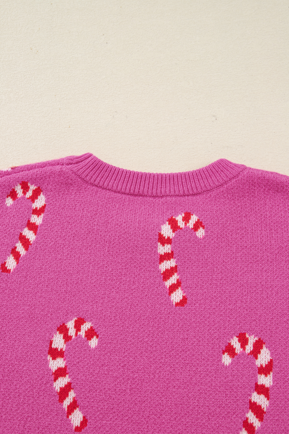 Dark Green Christmas Candy Cane Holiday Drop Shoulder Sweater - loveforevers
