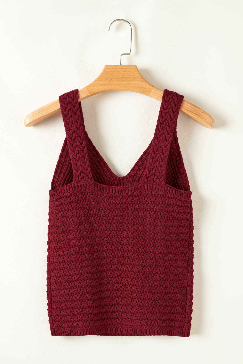 Burgundy Cable Knit Pointelle Slim Fit V Neck Sweater Vest - loveforevers