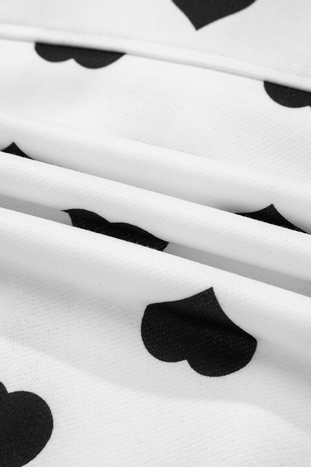 White Double Flap Pocket Heart Print Collar Zip Jacket - loveforevers