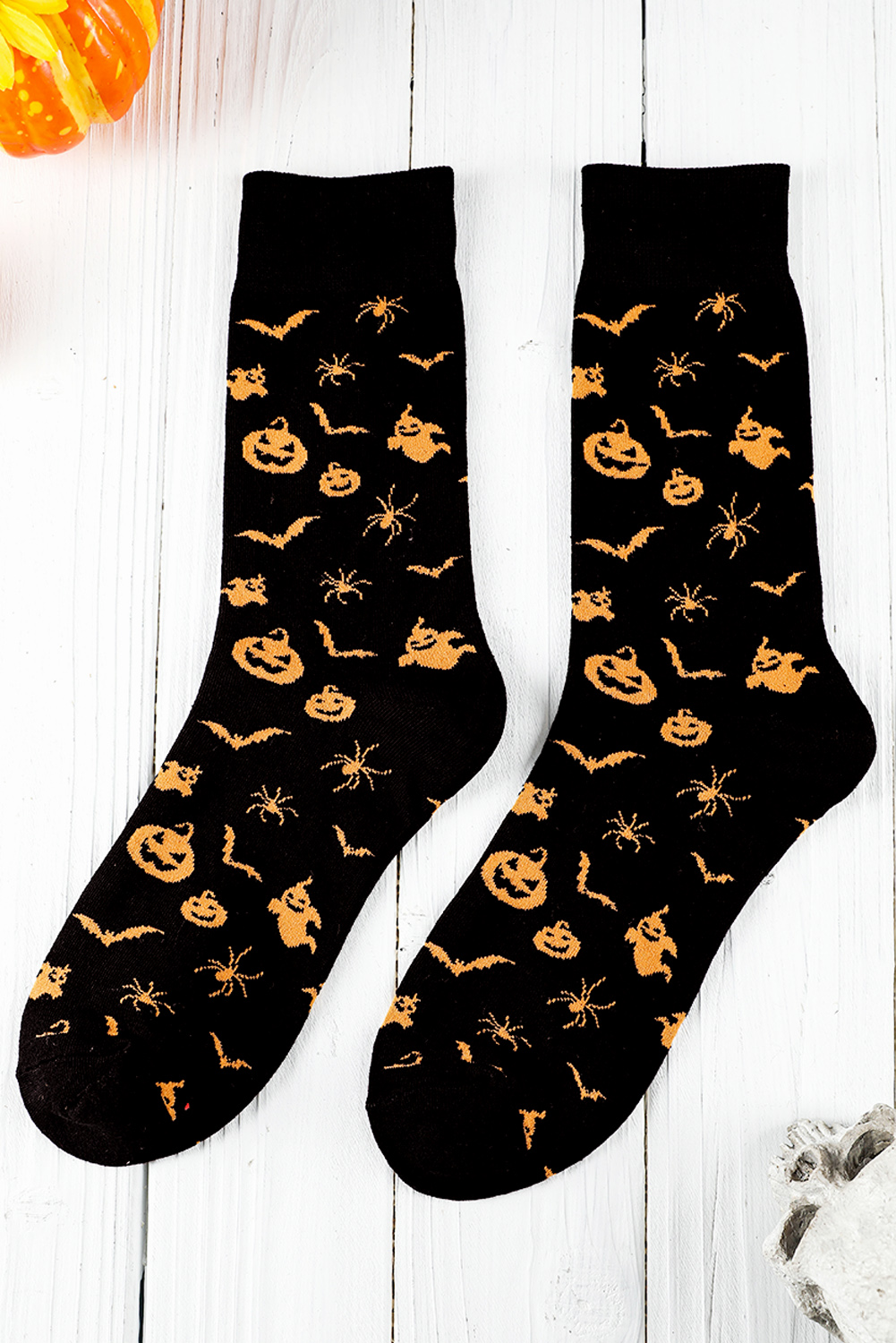 Black Spooky Season Halloween Element Print Socks - loveforevers