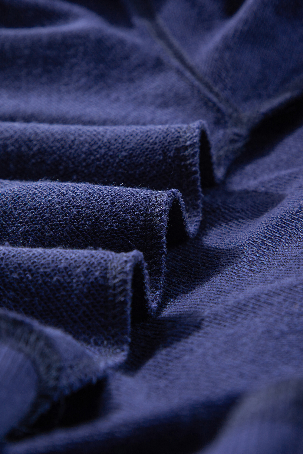 Navy Blue Plain Drop Shoulder Crewneck Pullover Sweatshirt - loveforevers
