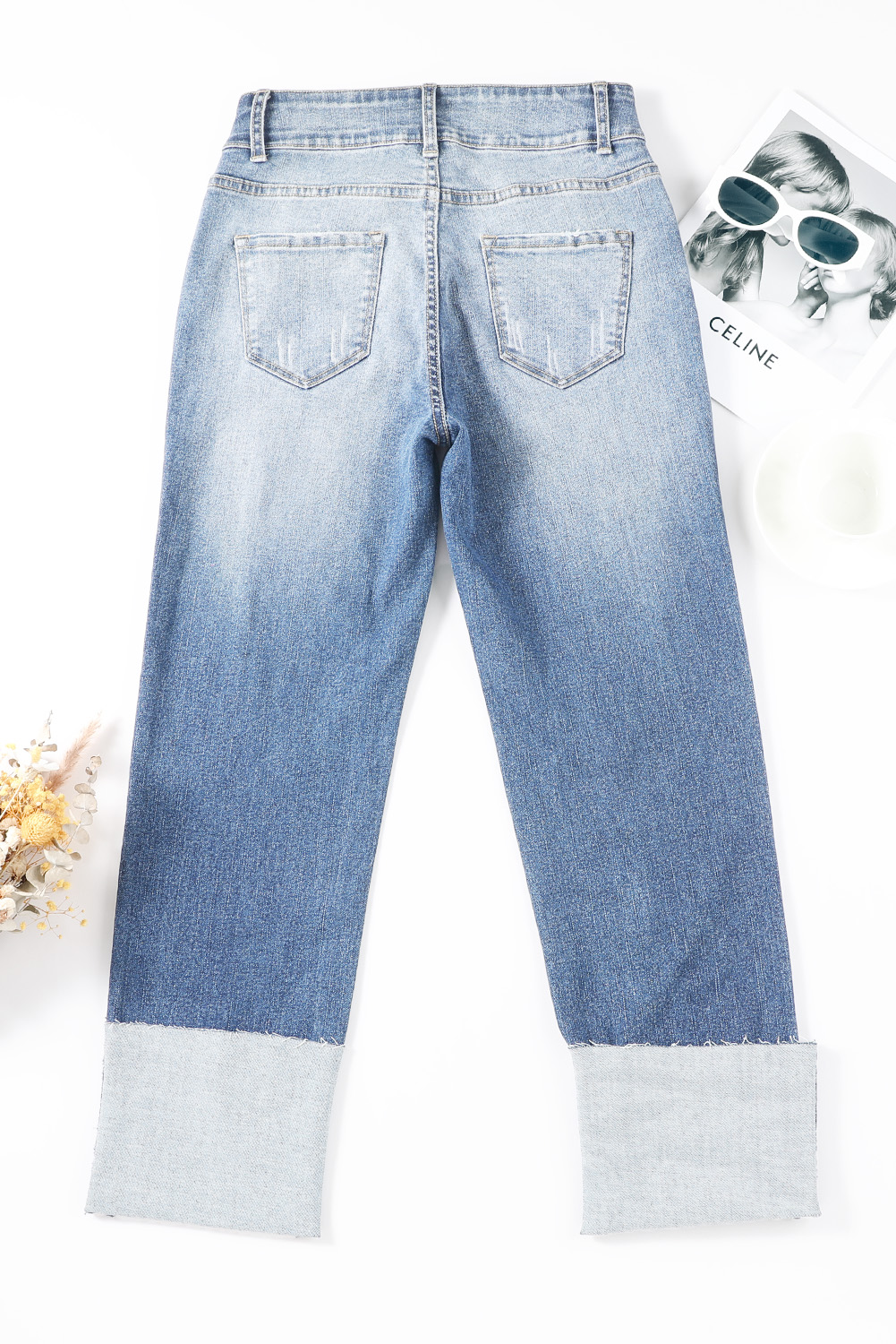 High Waist Distressed Straight Leg Jeans - loveforevers
