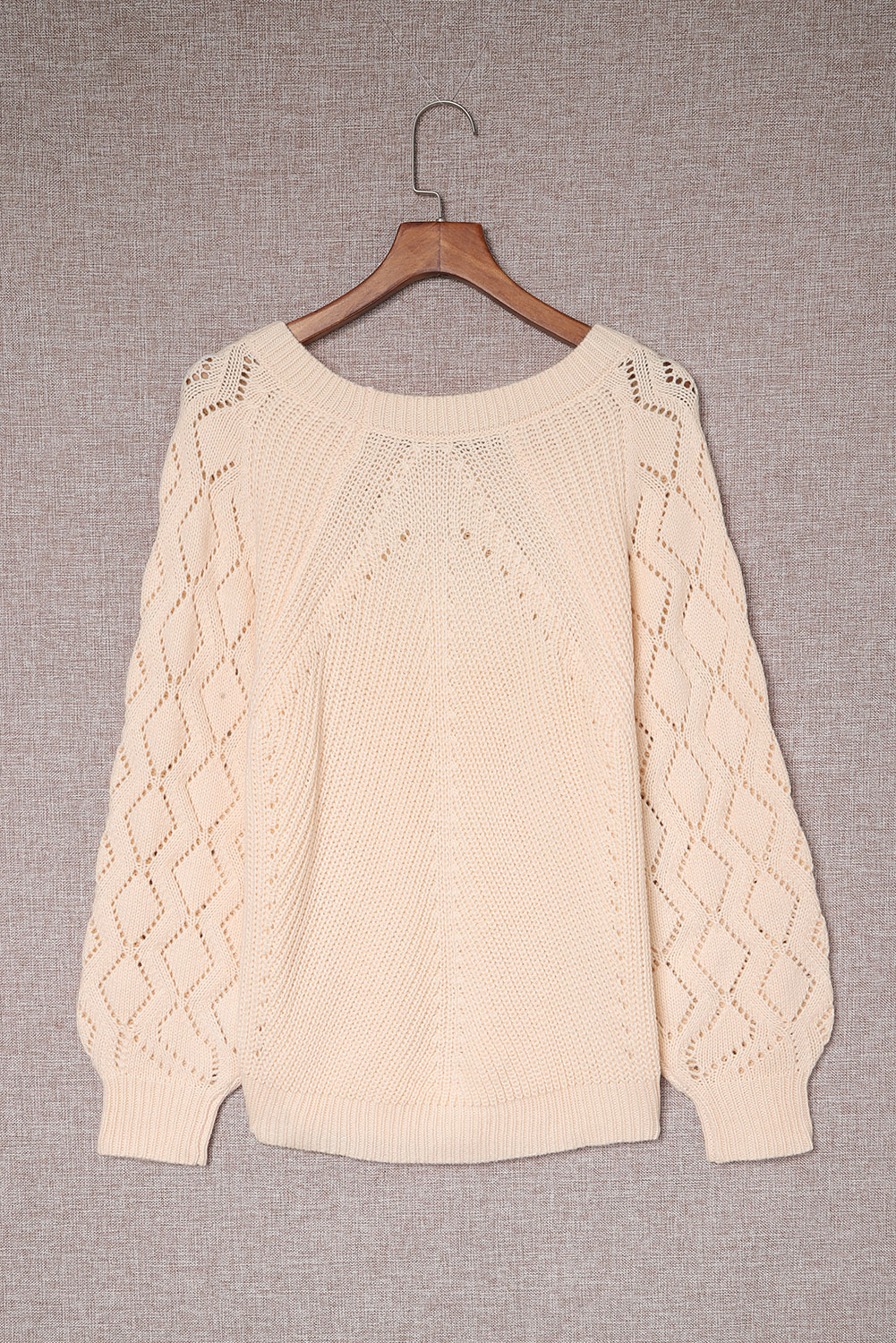 Black Hollow-out Puffy Sleeve Knit Sweater - loveforevers