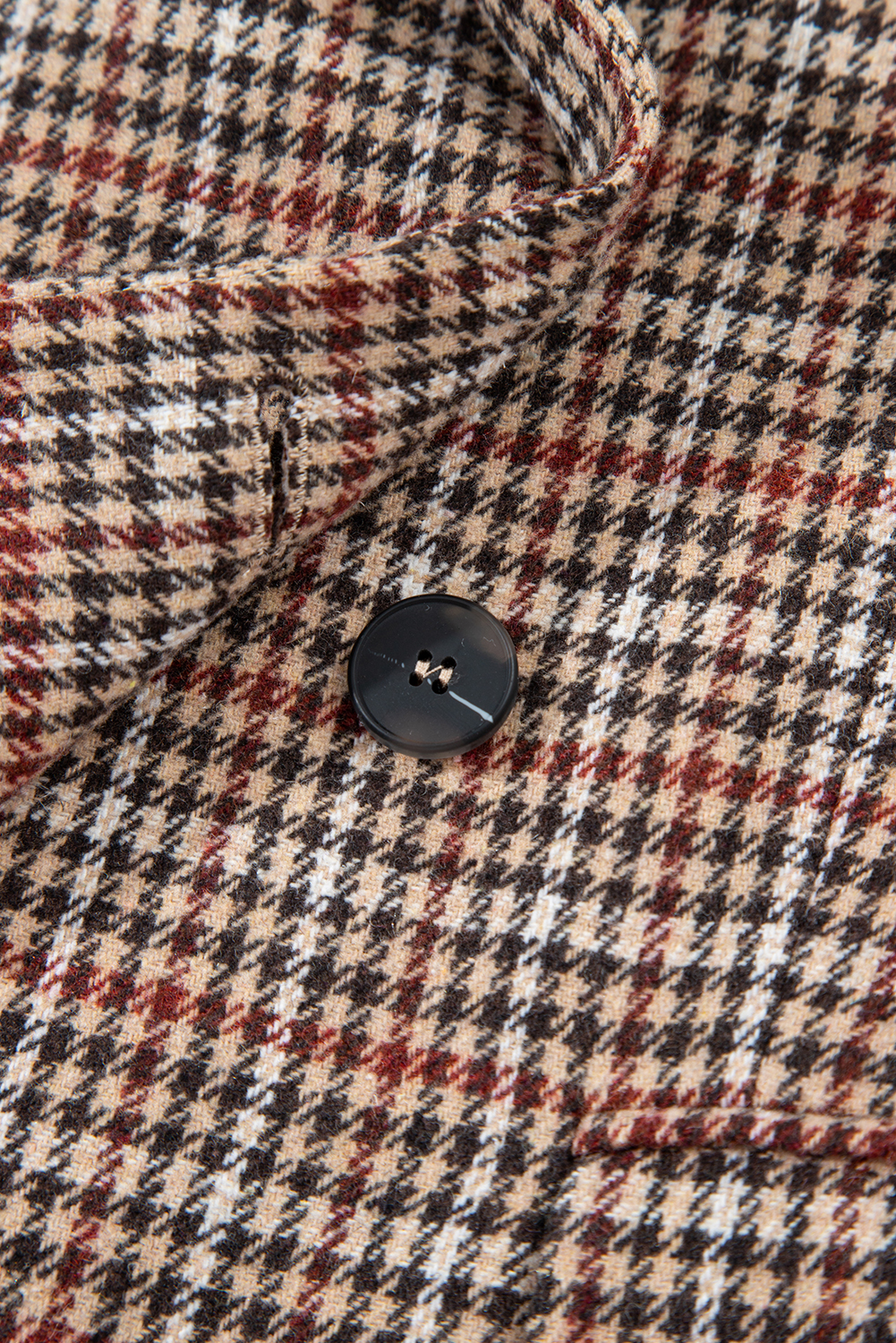 Brown Houndstooth Lapel Collar Blazer - loveforevers