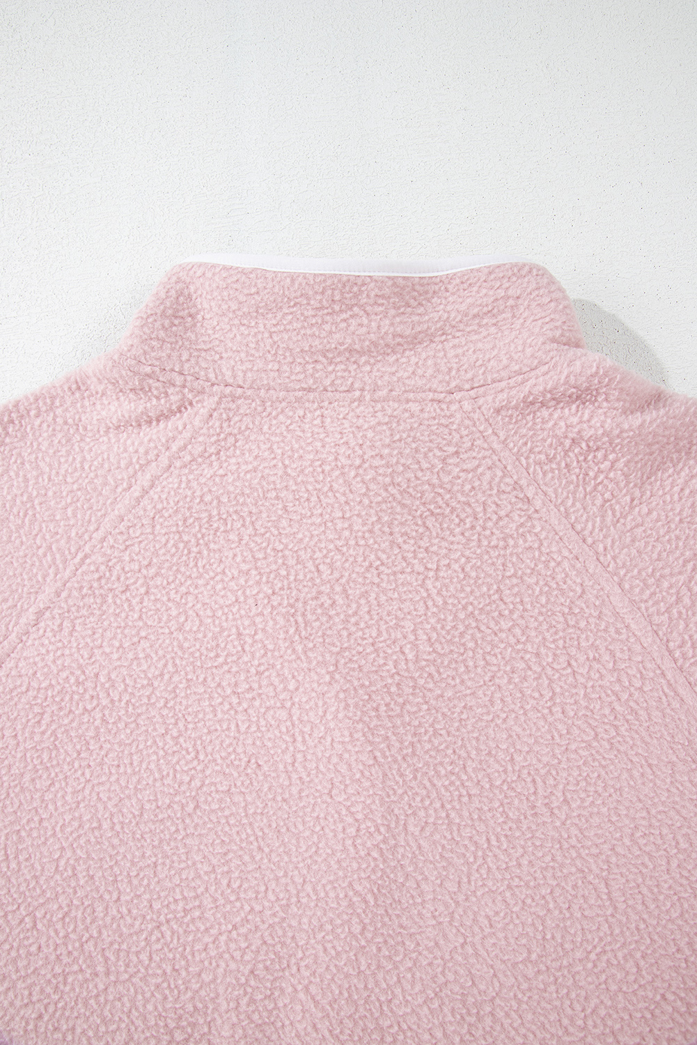 Fushia Stand Neck Half Button Zip Pocket Plush Sweatshirt - loveforevers