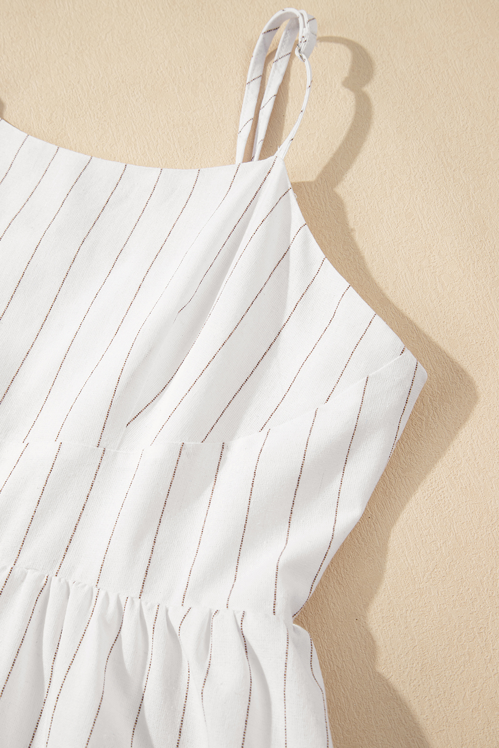 Beige Stripe Spaghetti Strap Pocketed High Waist Maxi Dress - loveforevers