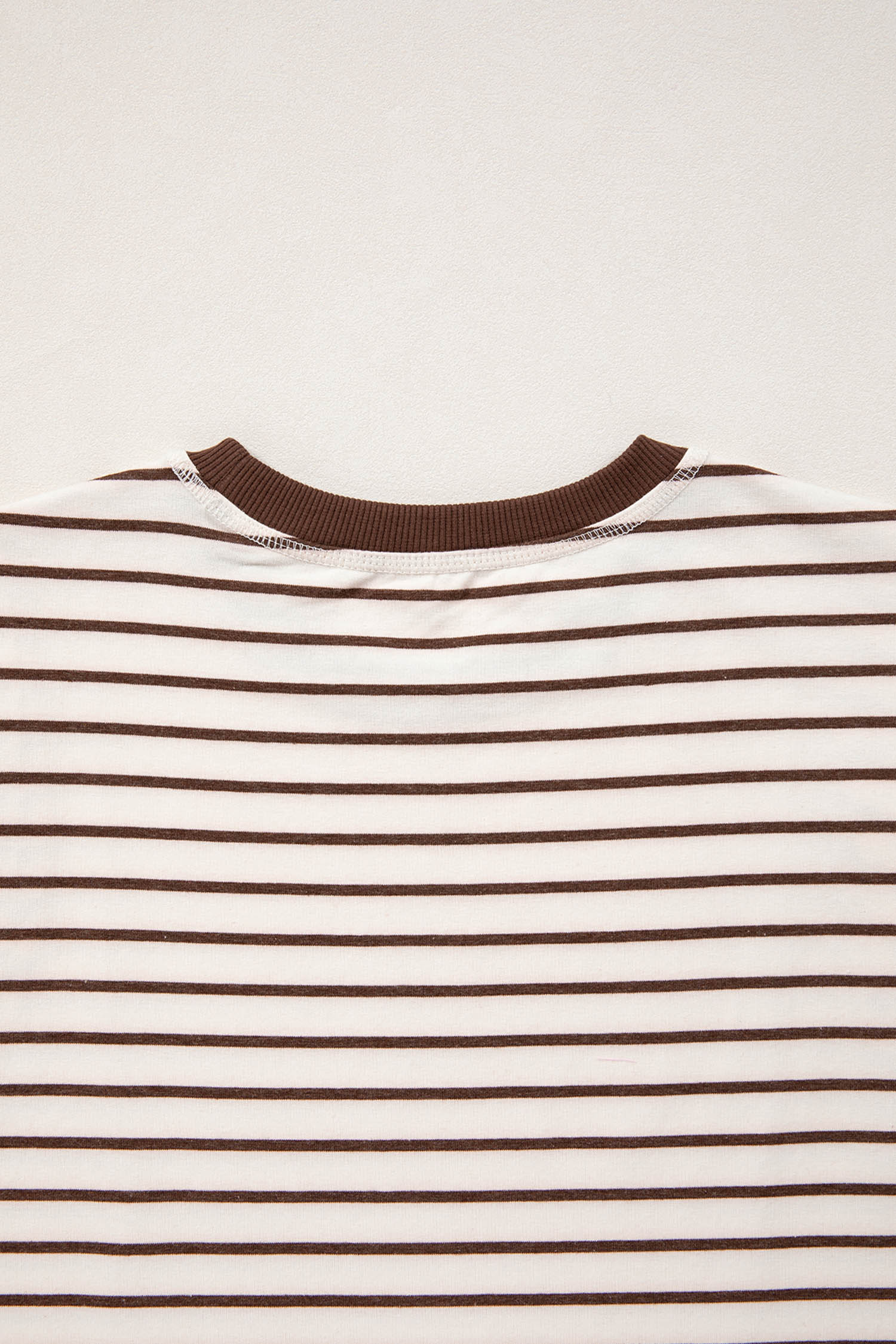 Brown Stripe Ribbed Round Neck Trim Loose Tank Top - loveforevers