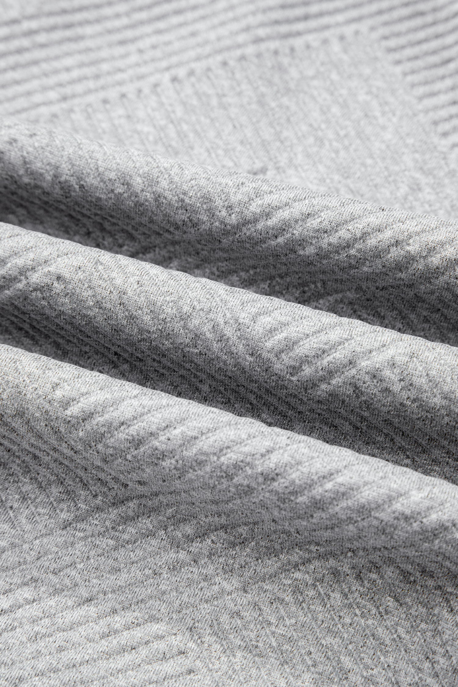 Medium Grey Trendy Textured Half Zip Loose Sweatshirt - loveforevers